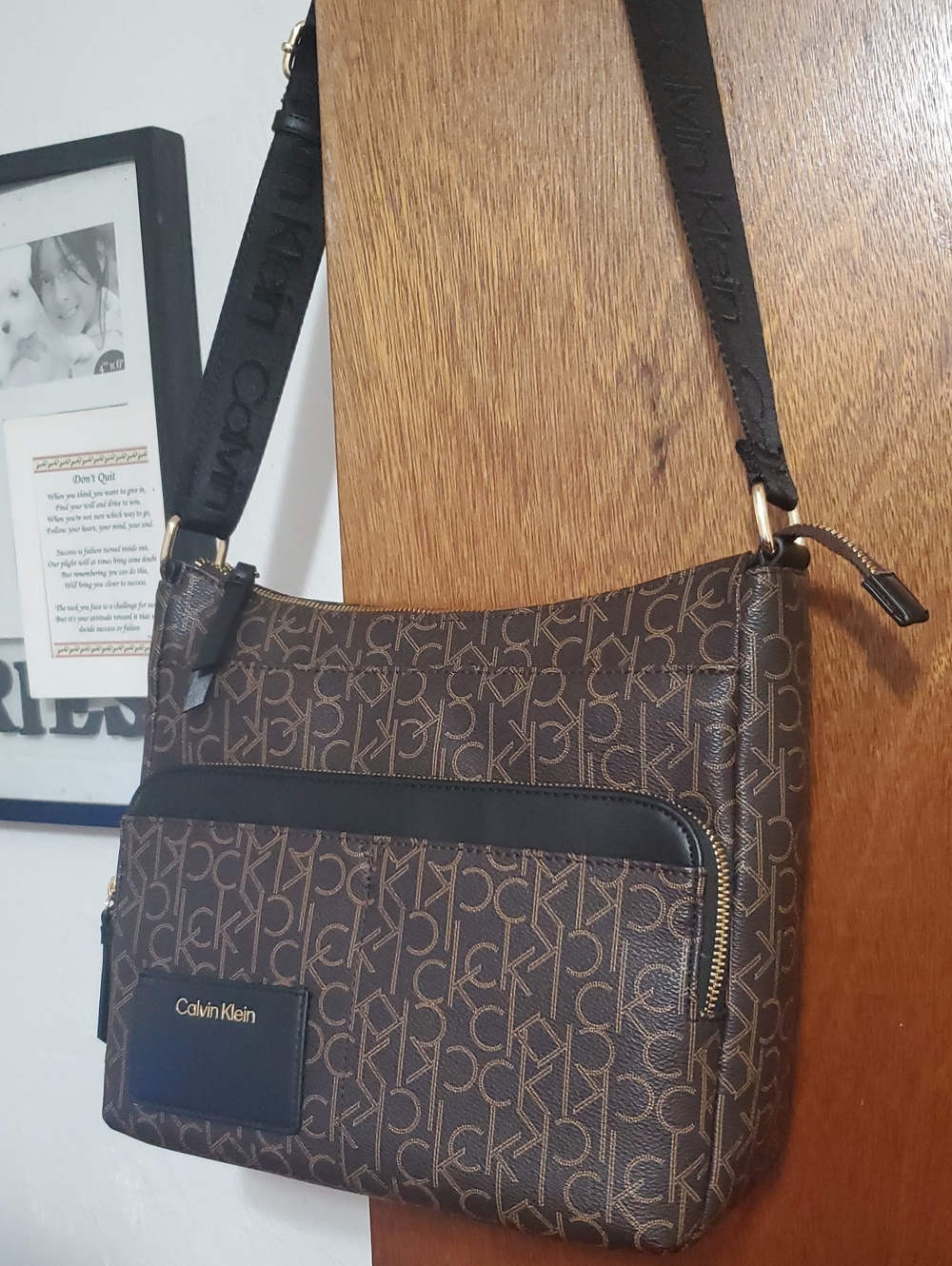 Calvin Klein Lorelai Brown Monogram Messenger Bag